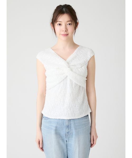 CELFORD(セルフォード)の「【洗える】ツイストオフショルレーストップス(Tシャツ/カットソー・レディース・ブラック/オフホワイト・F)」の9枚目の写真