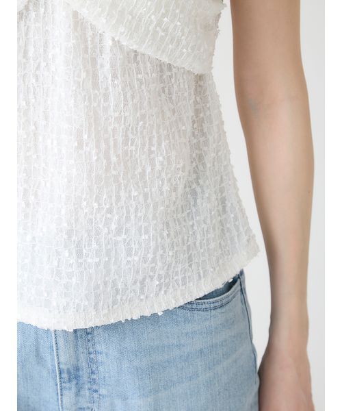 CELFORD(セルフォード)の「【洗える】ツイストオフショルレーストップス(Tシャツ/カットソー・レディース・ブラック/オフホワイト・F)」の4枚目の写真