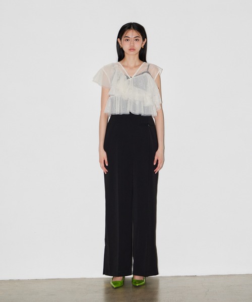ANDRESD（アンドレスド）の「シマーラッフルオールインワン / shimmer ruffle all in one（パンツドレス・レディース・ベージュ×ブラック/チャコール/ブラック・M/L/S）」の15枚目の写真