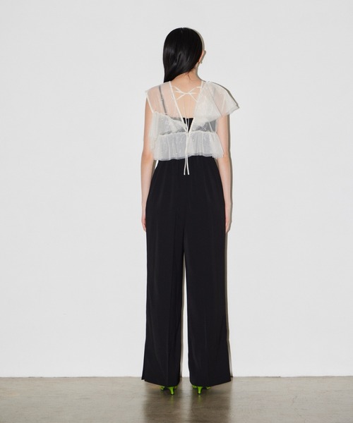 ANDRESD（アンドレスド）の「シマーラッフルオールインワン / shimmer ruffle all in one（パンツドレス・レディース・ベージュ×ブラック/チャコール/ブラック・M/L/S）」の13枚目の写真