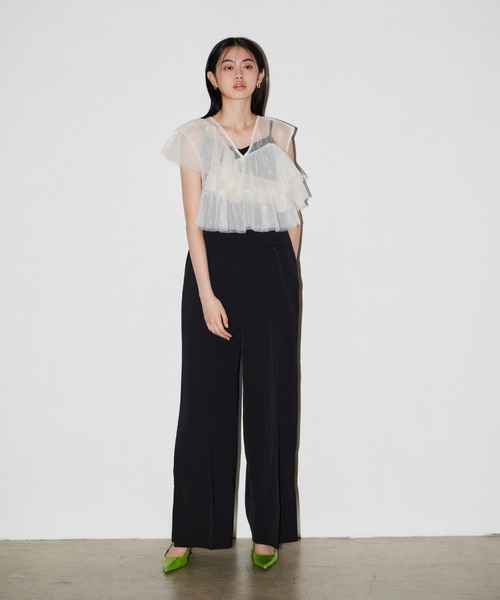 ANDRESD（アンドレスド）の「シマーラッフルオールインワン / shimmer ruffle all in one（パンツドレス・レディース・ベージュ×ブラック/チャコール/ブラック・M/L/S）」の22枚目の写真