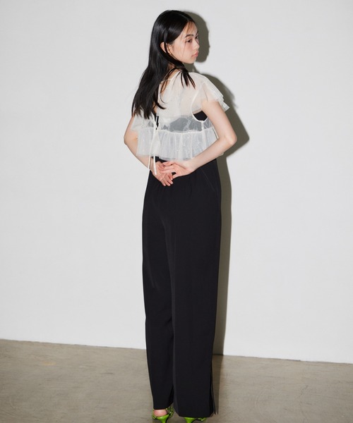 ANDRESD（アンドレスド）の「シマーラッフルオールインワン / shimmer ruffle all in one（パンツドレス・レディース・ベージュ×ブラック/チャコール/ブラック・M/L/S）」の19枚目の写真