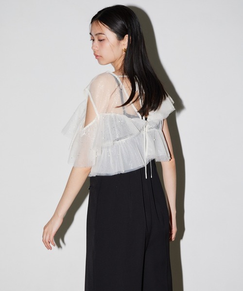 ANDRESD（アンドレスド）の「シマーラッフルオールインワン / shimmer ruffle all in one（パンツドレス・レディース・ベージュ×ブラック/チャコール/ブラック・M/L/S）」の17枚目の写真