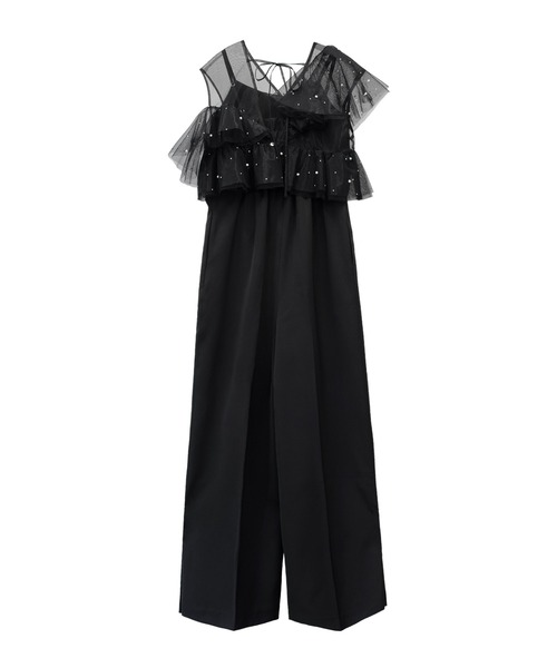 ANDRESD（アンドレスド）の「シマーラッフルオールインワン / shimmer ruffle all in one（パンツドレス・レディース・ベージュ×ブラック/チャコール/ブラック・M/L/S）」の11枚目の写真