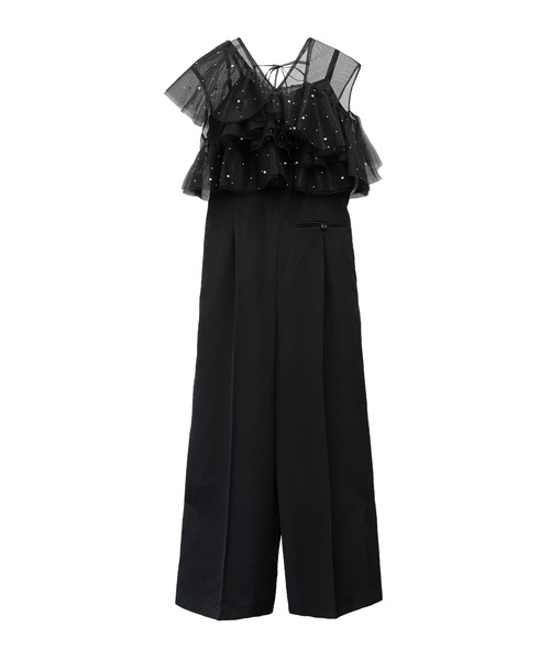 ANDRESD（アンドレスド）の「シマーラッフルオールインワン / shimmer ruffle all in one（パンツドレス・レディース・ベージュ×ブラック/チャコール/ブラック・M/L/S）」の10枚目の写真