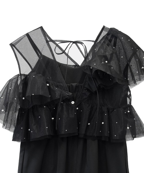 ANDRESD（アンドレスド）の「シマーラッフルオールインワン / shimmer ruffle all in one（パンツドレス・レディース・ベージュ×ブラック/チャコール/ブラック・M/L/S）」の8枚目の写真