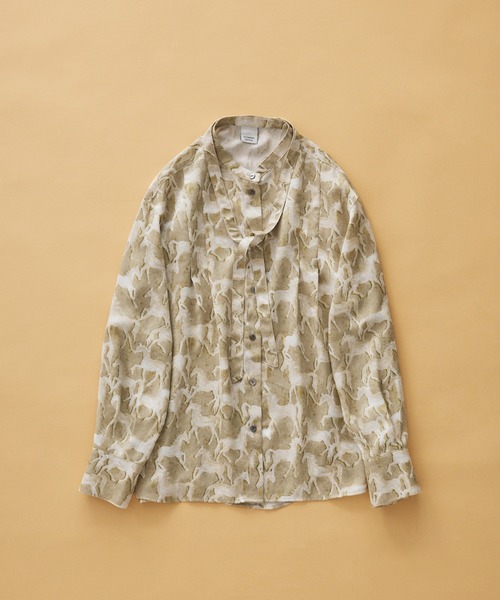 NOMBRE IMPAIR(ノンブルアンペール)の「【予約】ジャガードホースグラデーションプリント ボウタイブラウス(シャツ/ブラウス・レディース・イエロー/ブルー・FREE)」の2枚目の写真