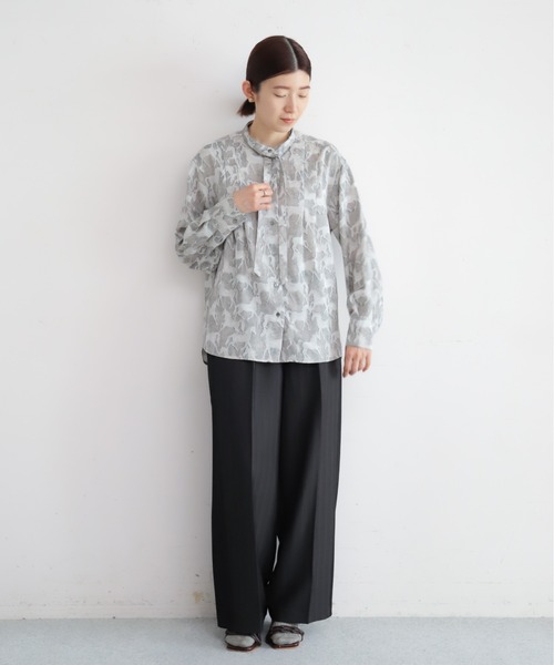 NOMBRE IMPAIR(ノンブルアンペール)の「【予約】ジャガードホースグラデーションプリント ボウタイブラウス(シャツ/ブラウス・レディース・イエロー/ブルー・FREE)」の5枚目の写真