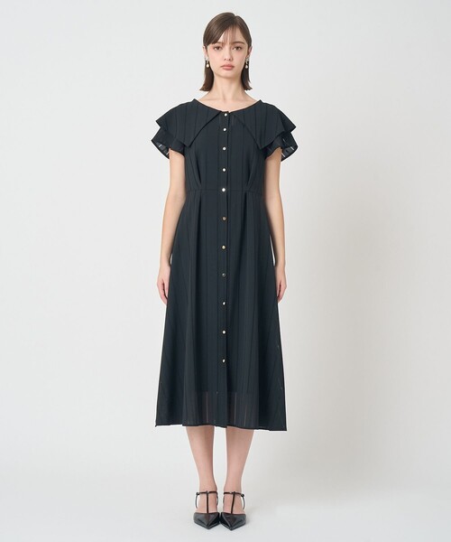 ANAYI（アナイ）の「からみストライプビッグカラー ワンピース（ワンピース・レディース・ブラック/ピンク・38/36）」の3枚目の写真