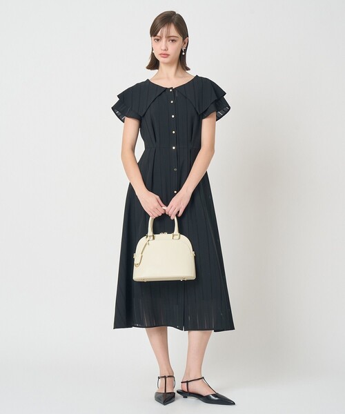 ANAYI（アナイ）の「からみストライプビッグカラー ワンピース（ワンピース・レディース・ブラック/ピンク・38/36）」の6枚目の写真