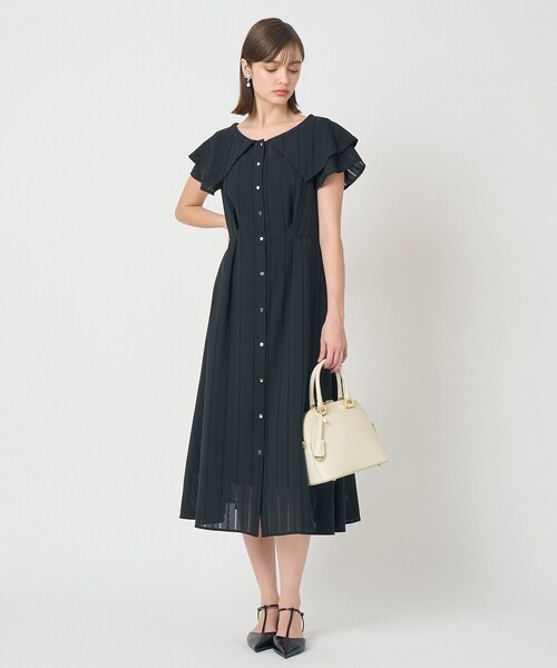 ANAYI（アナイ）の「からみストライプビッグカラー ワンピース（ワンピース・レディース・ブラック/ピンク・38/36）」の7枚目の写真