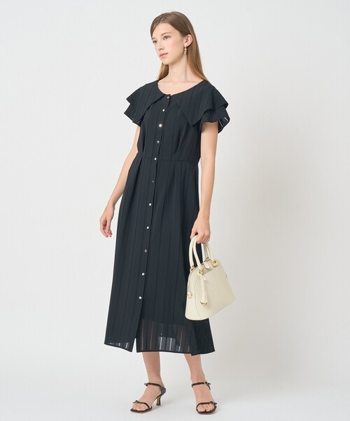 ANAYI（アナイ）の「からみストライプビッグカラー ワンピース（ワンピース・レディース・ブラック/ピンク・38/36）」の12枚目の写真