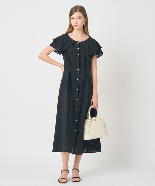 ANAYI（アナイ）の「からみストライプビッグカラー ワンピース（ワンピース・レディース・ブラック/ピンク・38/36）」の13枚目の写真