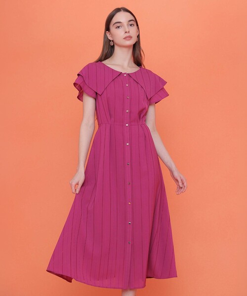 ANAYI（アナイ）の「からみストライプビッグカラー ワンピース（ワンピース・レディース・ブラック/ピンク・38/36）」の14枚目の写真