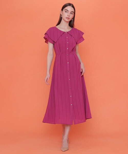 ANAYI（アナイ）の「からみストライプビッグカラー ワンピース（ワンピース・レディース・ブラック/ピンク・38/36）」の15枚目の写真