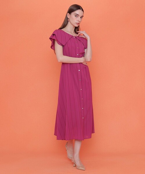 ANAYI（アナイ）の「からみストライプビッグカラー ワンピース（ワンピース・レディース・ブラック/ピンク・38/36）」の16枚目の写真