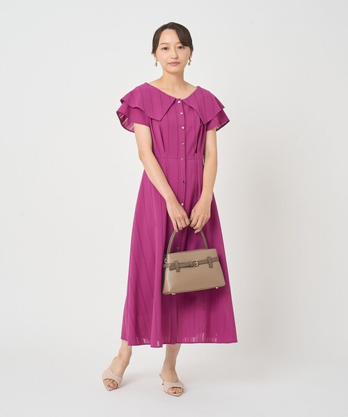 ANAYI（アナイ）の「からみストライプビッグカラー ワンピース（ワンピース・レディース・ブラック/ピンク・38/36）」の19枚目の写真