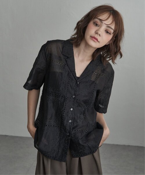 notch.(ノッチ)の「【セットアップ対応】パッチワーク風レース半袖シャツ(シャツ/ブラウス・レディース・オフホワイト/その他1/ブラック/ブラウン・M)」の12枚目の写真
