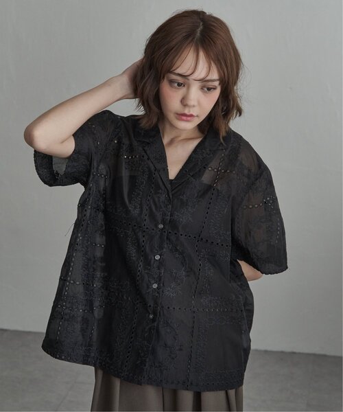notch.(ノッチ)の「【セットアップ対応】パッチワーク風レース半袖シャツ(シャツ/ブラウス・レディース・オフホワイト/その他1/ブラック/ブラウン・M)」の13枚目の写真