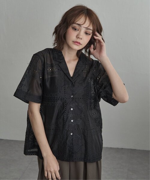 notch.(ノッチ)の「【セットアップ対応】パッチワーク風レース半袖シャツ(シャツ/ブラウス・レディース・オフホワイト/その他1/ブラック/ブラウン・M)」の14枚目の写真