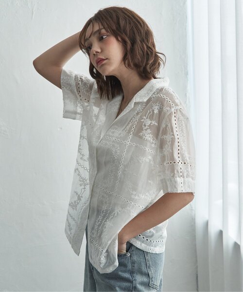notch.(ノッチ)の「【セットアップ対応】パッチワーク風レース半袖シャツ(シャツ/ブラウス・レディース・オフホワイト/その他1/ブラック/ブラウン・M)」の22枚目の写真