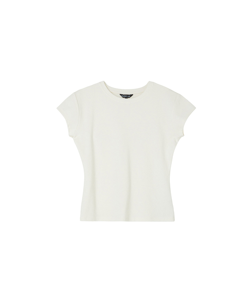 LAP（ラップ）の「キャップスリーブスリム半袖Tシャツ AS2CT461（Tシャツ/カットソー・レディース・ダークグレー/アイボリー・FREE）」の2枚目の写真