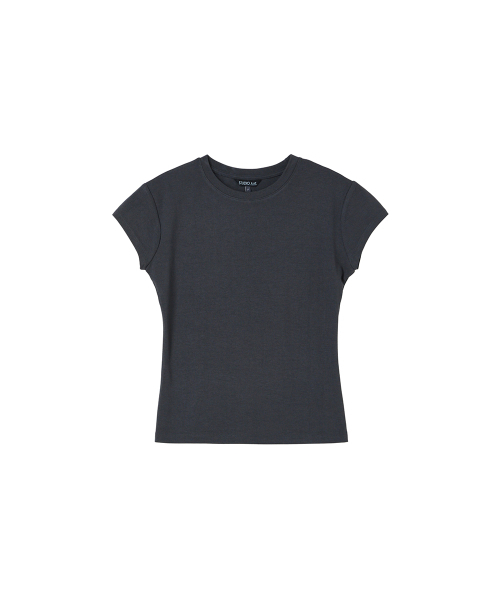 LAP（ラップ）の「キャップスリーブスリム半袖Tシャツ AS2CT461（Tシャツ/カットソー・レディース・ダークグレー/アイボリー・FREE）」の4枚目の写真