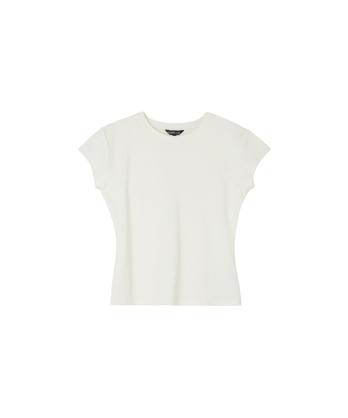 LAP（ラップ）の「キャップスリーブスリム半袖Tシャツ AS2CT461（Tシャツ/カットソー・レディース・ダークグレー/アイボリー・FREE）」の5枚目の写真