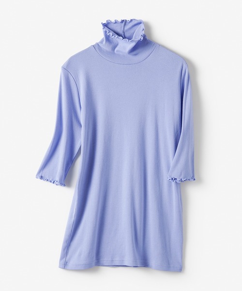 DoCLASSE( ドゥクラッセ)の「コットンガーゼ・メロウハイネック/5分袖(Tシャツ/カットソー・レディース・ピンク/ライトグレー/ホワイト/ブルー/パープル/ブルーグレー/グレー/ブラック/ピーコックグリーン系/チャコール/ライトグリーン・L/M/LL/S/3L)」の17枚目の写真
