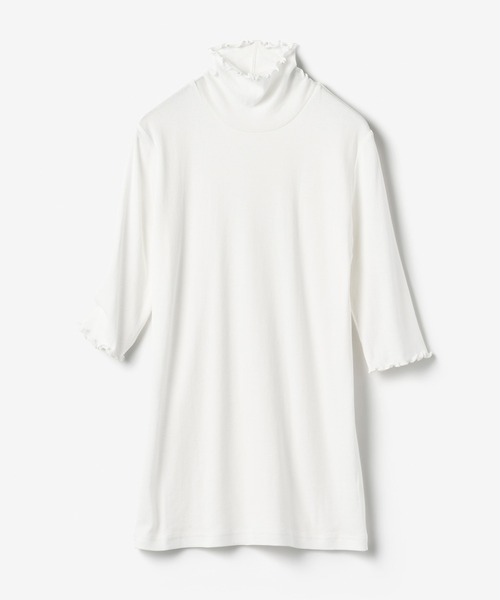 DoCLASSE( ドゥクラッセ)の「コットンガーゼ・メロウハイネック/5分袖(Tシャツ/カットソー・レディース・ピンク/ライトグレー/ホワイト/ブルー/パープル/ブルーグレー/グレー/ブラック/ピーコックグリーン系/チャコール/ライトグリーン・L/M/LL/S/3L)」の13枚目の写真