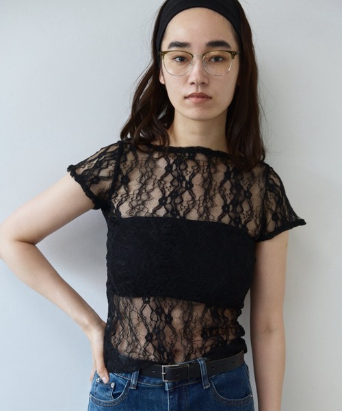 flaeu(フラユ)の「Stretch Lace Top(Tシャツ/カットソー・レディース・ホワイト/ブラック・FREE)」の15枚目の写真