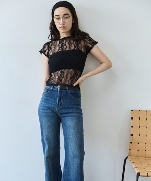 flaeu(フラユ)の「Stretch Lace Top(Tシャツ/カットソー・レディース・ホワイト/ブラック・FREE)」の17枚目の写真