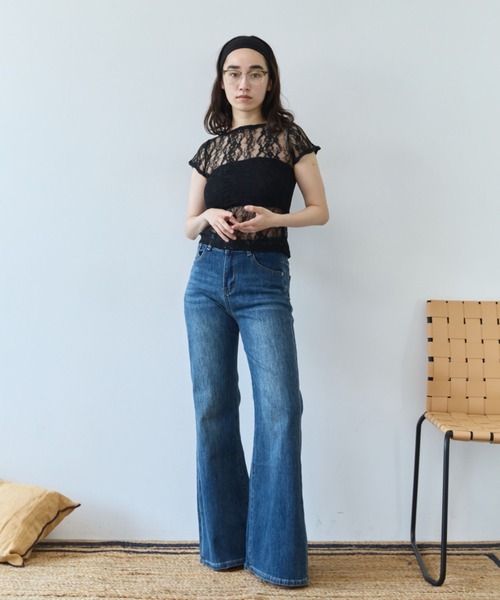 flaeu(フラユ)の「Stretch Lace Top(Tシャツ/カットソー・レディース・ホワイト/ブラック・FREE)」の18枚目の写真