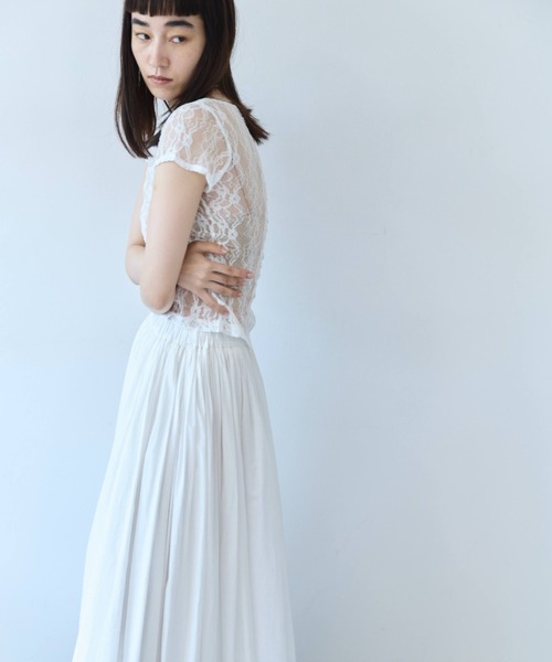 flaeu(フラユ)の「Stretch Lace Top(Tシャツ/カットソー・レディース・ホワイト/ブラック・FREE)」の5枚目の写真