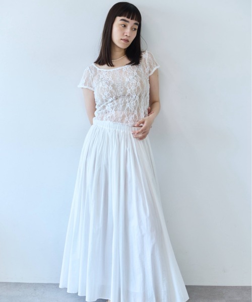 flaeu(フラユ)の「Stretch Lace Top(Tシャツ/カットソー・レディース・ホワイト/ブラック・FREE)」の8枚目の写真