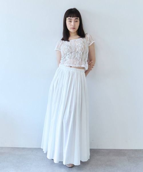 flaeu(フラユ)の「Stretch Lace Top(Tシャツ/カットソー・レディース・ホワイト/ブラック・FREE)」の9枚目の写真