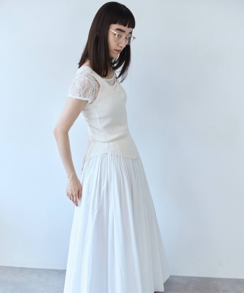 flaeu(フラユ)の「Stretch Lace Top(Tシャツ/カットソー・レディース・ホワイト/ブラック・FREE)」の12枚目の写真