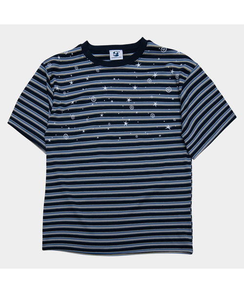 SOMEPLACE MAN(サムプレイス・マン)の「マルチストライプスタースパンコールルーズフィットラウンドネックカジュアル半袖Tシャツ_3COLOR(Tシャツ/カットソー・メンズ・グレー/ブラウン/ネイビー・FREE)」の3枚目の写真