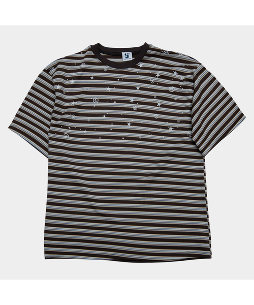 SOMEPLACE MAN(サムプレイス・マン)の「マルチストライプスタースパンコールルーズフィットラウンドネックカジュアル半袖Tシャツ_3COLOR(Tシャツ/カットソー・メンズ・グレー/ブラウン/ネイビー・FREE)」の2枚目の写真