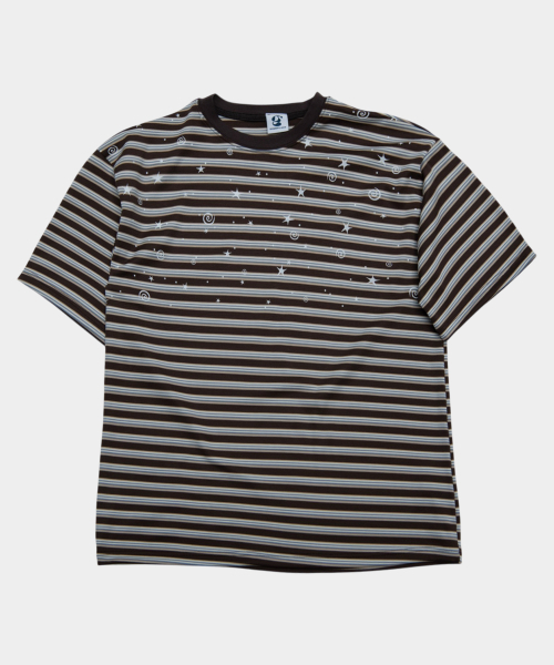 SOMEPLACE MAN(サムプレイス・マン)の「マルチストライプスタースパンコールルーズフィットラウンドネックカジュアル半袖Tシャツ_3COLOR(Tシャツ/カットソー・メンズ・グレー/ブラウン/ネイビー・FREE)」の6枚目の写真