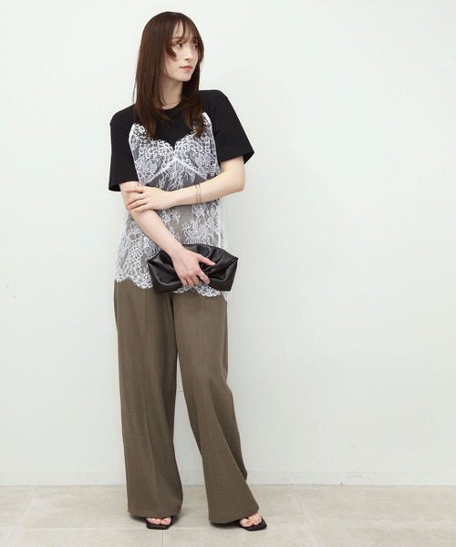 NOAHL(ノアル)の「【NOAHL】レースドッキングデザインTシャツ(Tシャツ/カットソー・レディース・ブラック/クリーム・FREE)」の19枚目の写真