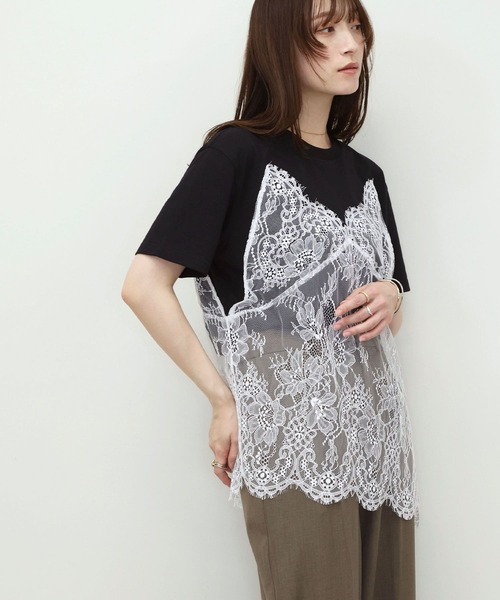 NOAHL(ノアル)の「【NOAHL】レースドッキングデザインTシャツ(Tシャツ/カットソー・レディース・ブラック/クリーム・FREE)」の22枚目の写真