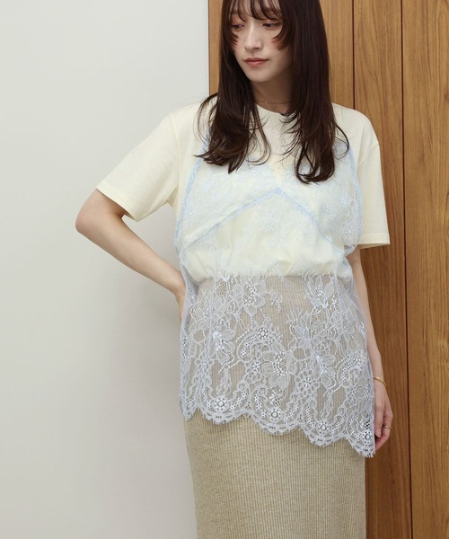 NOAHL(ノアル)の「【NOAHL】レースドッキングデザインTシャツ(Tシャツ/カットソー・レディース・ブラック/クリーム・FREE)」の3枚目の写真
