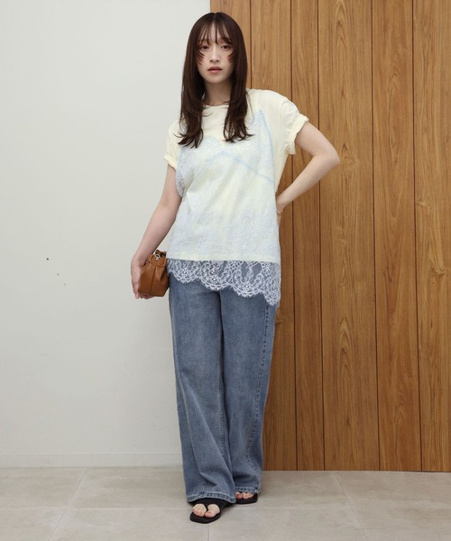 NOAHL(ノアル)の「【NOAHL】レースドッキングデザインTシャツ(Tシャツ/カットソー・レディース・ブラック/クリーム・FREE)」の11枚目の写真