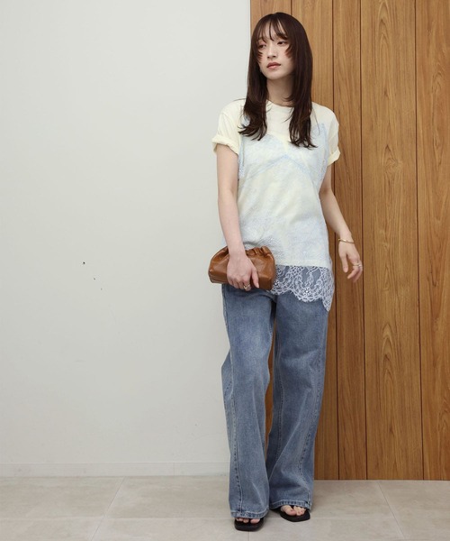 NOAHL(ノアル)の「【NOAHL】レースドッキングデザインTシャツ(Tシャツ/カットソー・レディース・ブラック/クリーム・FREE)」の12枚目の写真