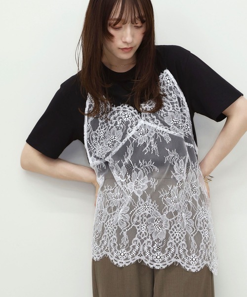 NOAHL(ノアル)の「【NOAHL】レースドッキングデザインTシャツ(Tシャツ/カットソー・レディース・ブラック/クリーム・FREE)」の16枚目の写真
