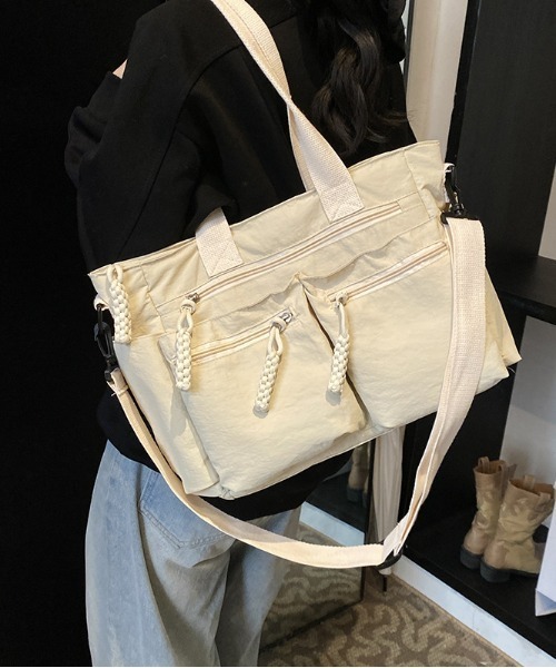 boemy(ボエミー)の「フロントポケット 2WAYトートバッグ(トートバッグ・レディース・ホワイト/ベージュ/カーキ/ブラック/ブラウン・FREE)」の2枚目の写真
