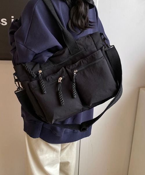 boemy(ボエミー)の「フロントポケット 2WAYトートバッグ(トートバッグ・レディース・ホワイト/ベージュ/カーキ/ブラック/ブラウン・FREE)」の6枚目の写真