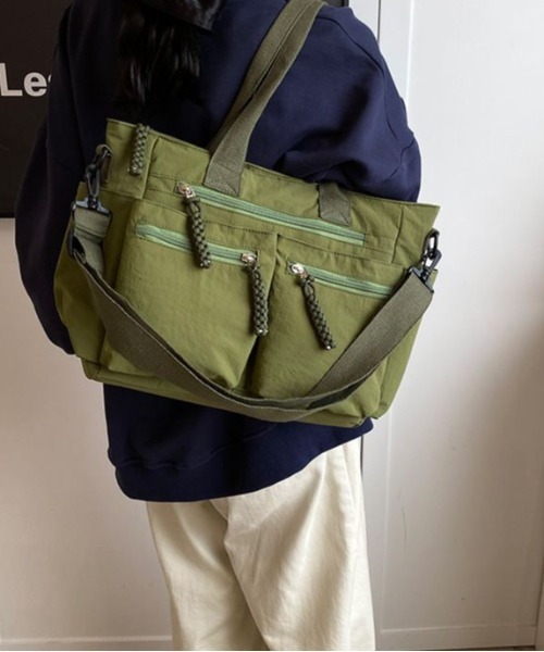 boemy(ボエミー)の「フロントポケット 2WAYトートバッグ(トートバッグ・レディース・ホワイト/ベージュ/カーキ/ブラック/ブラウン・FREE)」の9枚目の写真