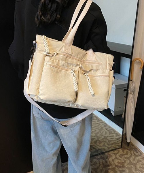 boemy(ボエミー)の「フロントポケット 2WAYトートバッグ(トートバッグ・レディース・ホワイト/ベージュ/カーキ/ブラック/ブラウン・FREE)」の12枚目の写真